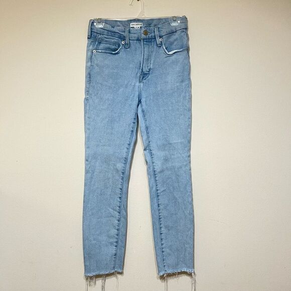 Good American Cigarette Raw Hem Light Wash Jeans 2 Women - Picture 2 of 11